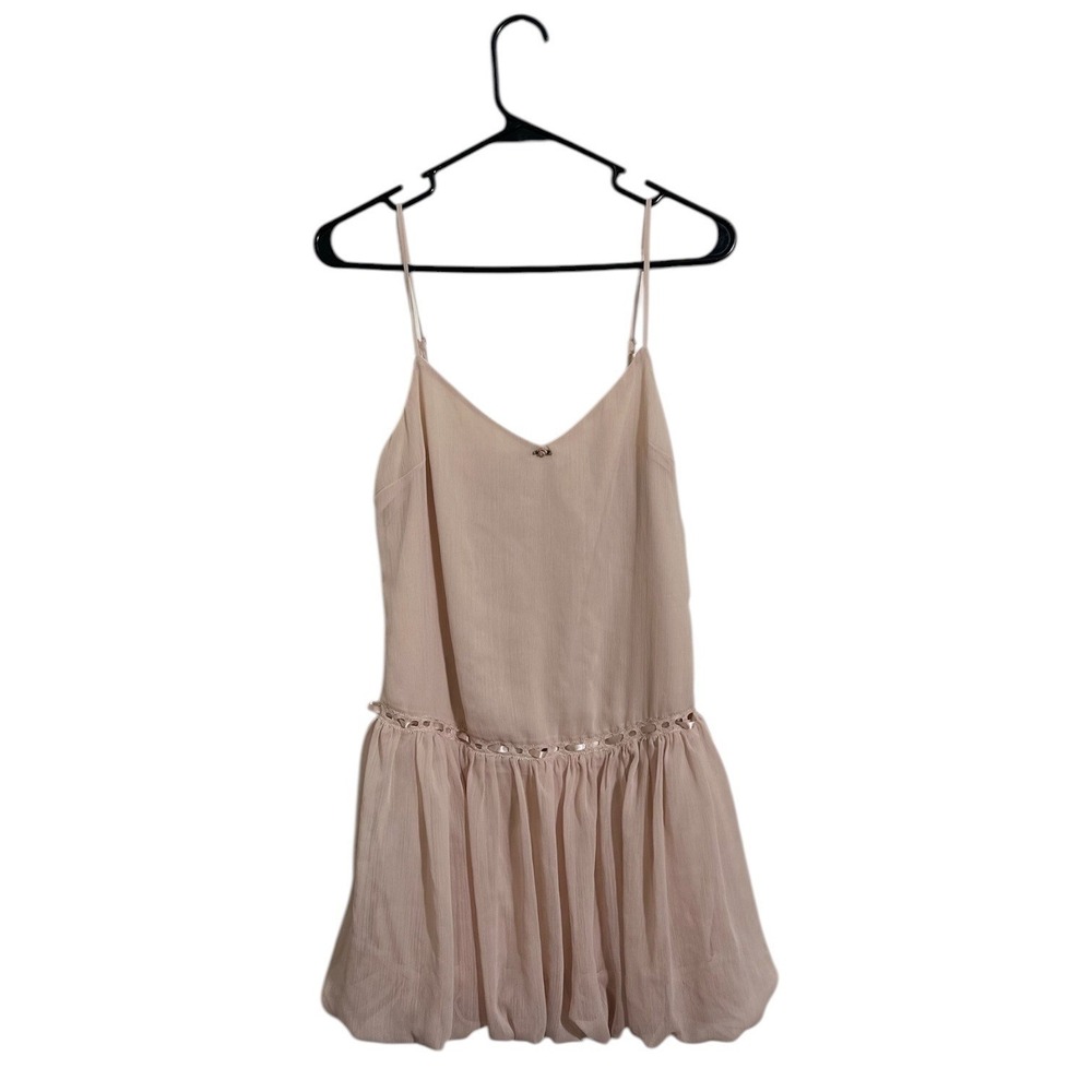 RSQ Romantic Babydoll Pink Bubble Hem Mini Dress Chiffon Rosebud Women's Size M